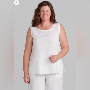 FLAX Linen Tank Top White Plus Size 2G 22 24 Minimalist Capsule